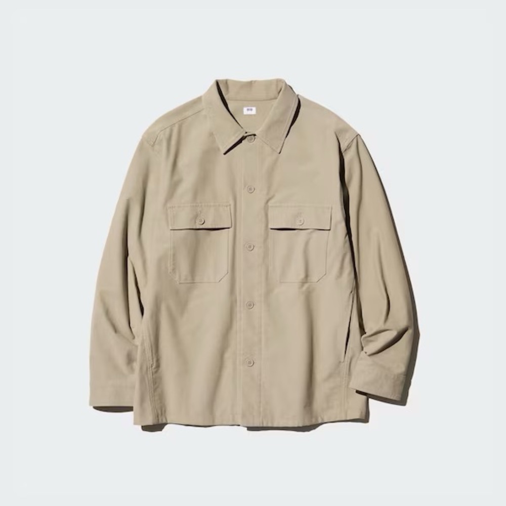 Uniqlo Beige Jersey Long Sleeve Over Shirt